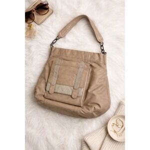 👜 Sunnylife Taupe Faux Leather Hobo Bag - Woven Detail - Neutral Shoulder Bag